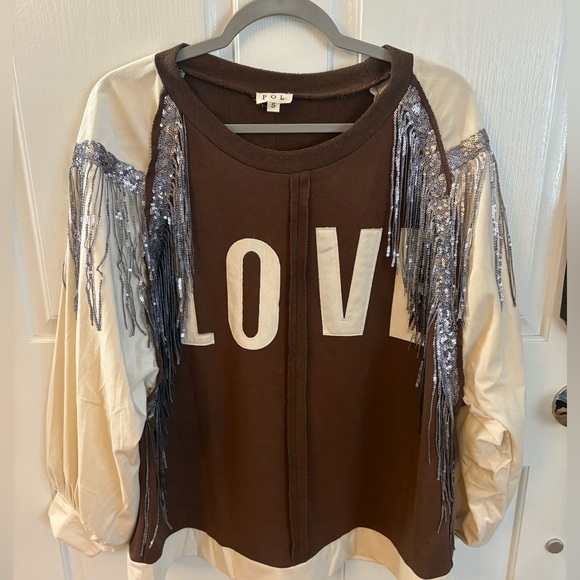 POL endless love fringe Sweatshirt size Small - Picture 2 of 5
